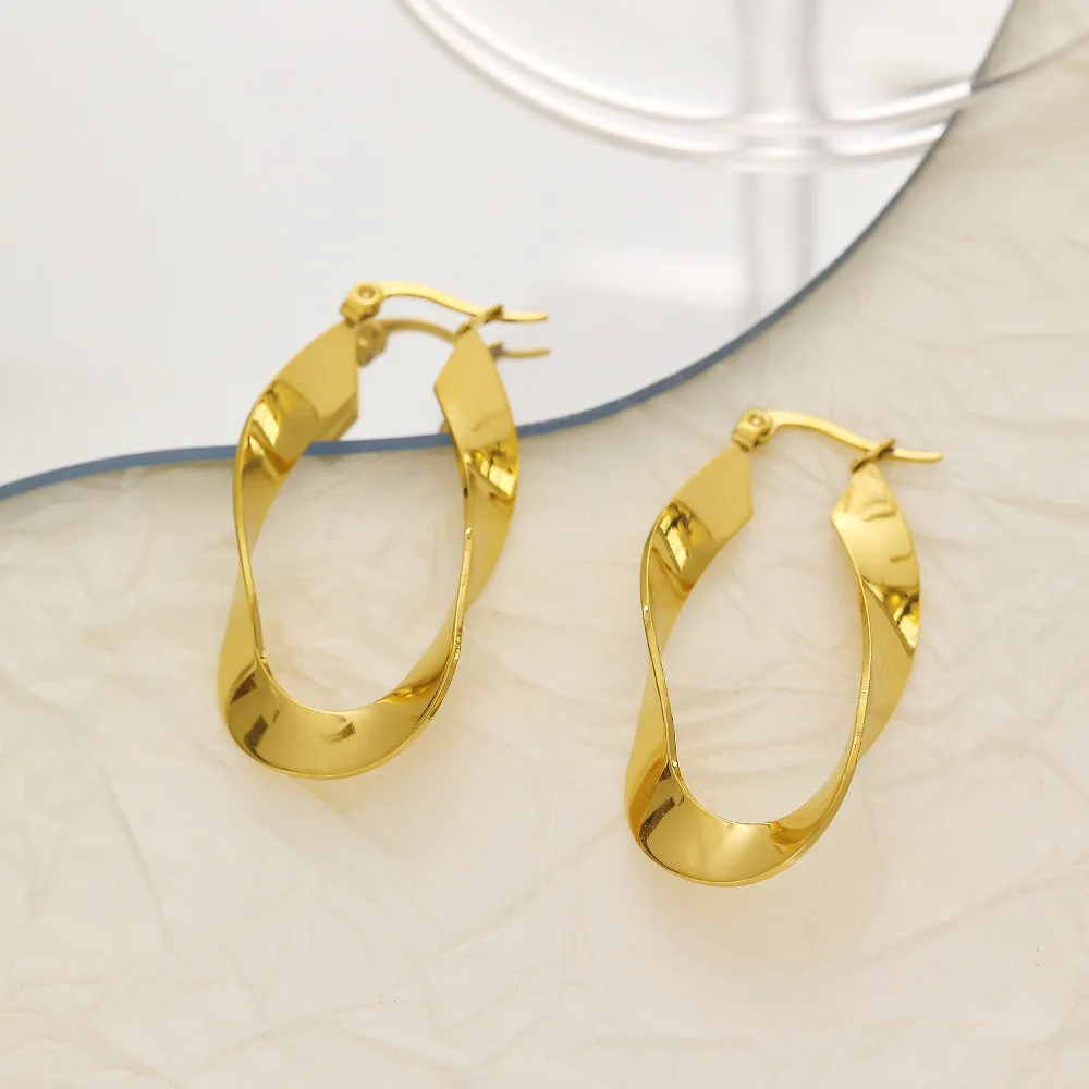 Trendy products 18K Gold Filled pretty Circle Hoop Earrings for Woman Lady fashion Wedding Party Holiday Gift designer Jewelry