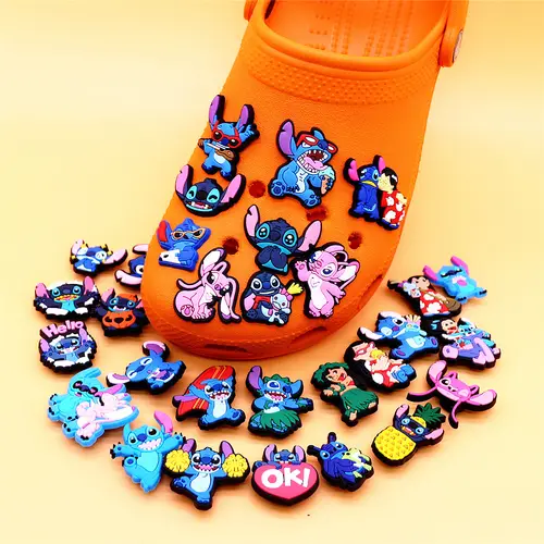 1 Uds. Película de dibujos animados Lilo Stitch accesorios para zapatos dijes de zuecos decoración de sandalias punto rosa Ángel PVC zuecos hebilla para regalos de niños