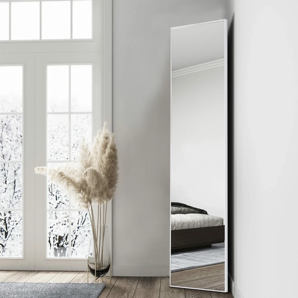 【Lifeideas】Full Length Mirror with Rounded Corners Door Hanging Black Mirror 37x147cm