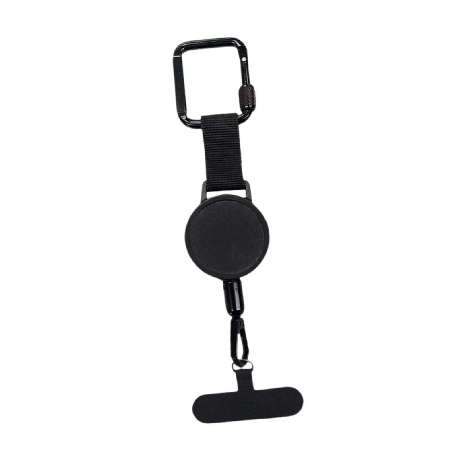 Retractable Keychain Reel Retractable Keyring Metal 24 Inches Steel Cable Black Extendable Key Chain Lanyard Holder for Works