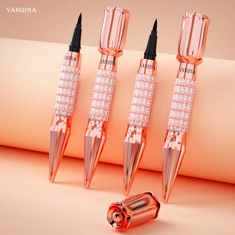 YANQINA Liquid Eyeliner Quick Drying Waterproof Lasting Hold Makeup 24h Fashion Design Queen Scepter Gold Rose Eyeliner Cosmetic