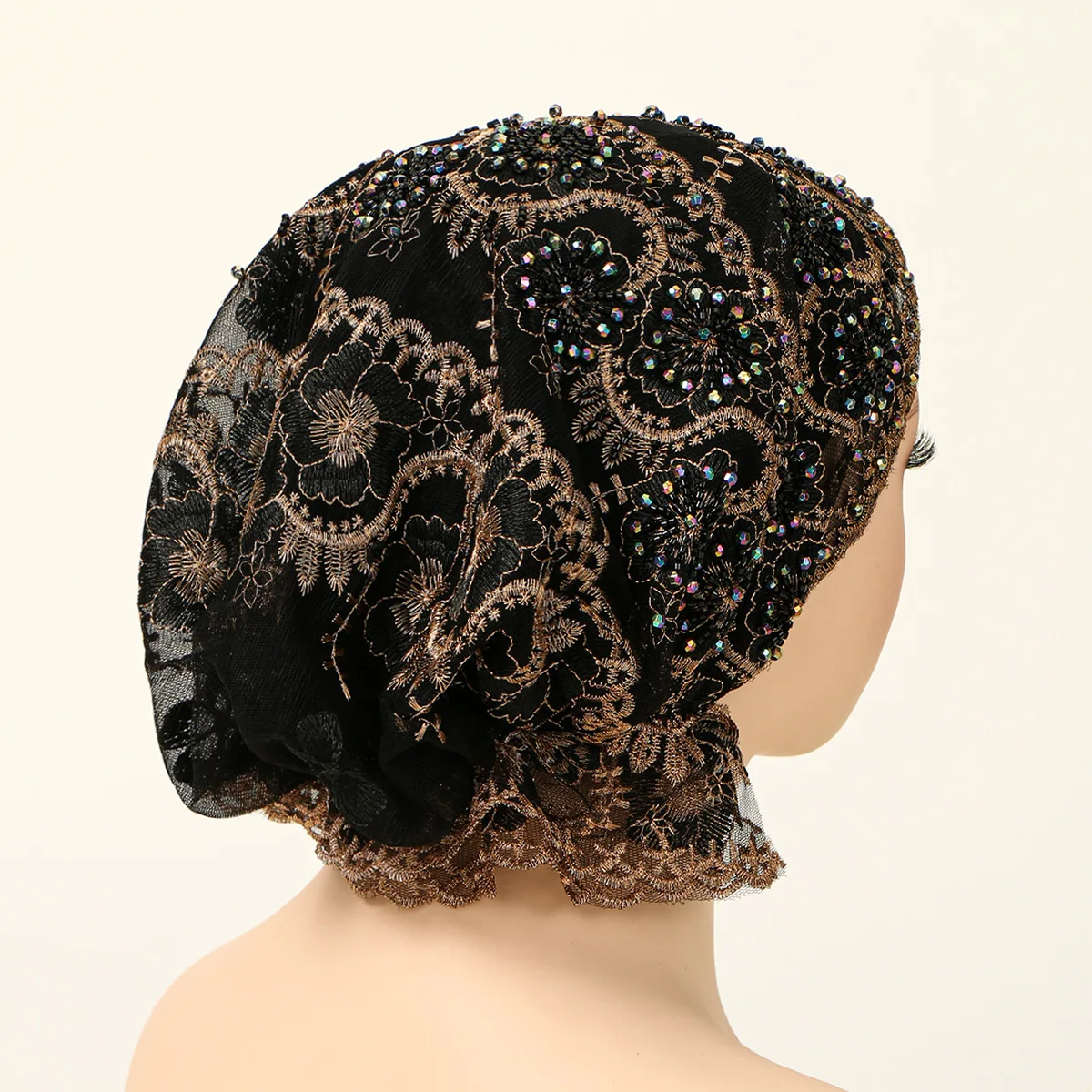 

Роскошная кружевная кепка, женская сетчатая шляпа с бисером, мусульманская вышивка, тюрбан, шапочки, капот, хиджаб, шляпа, платок, свадебные накидки, Turbante Mujer