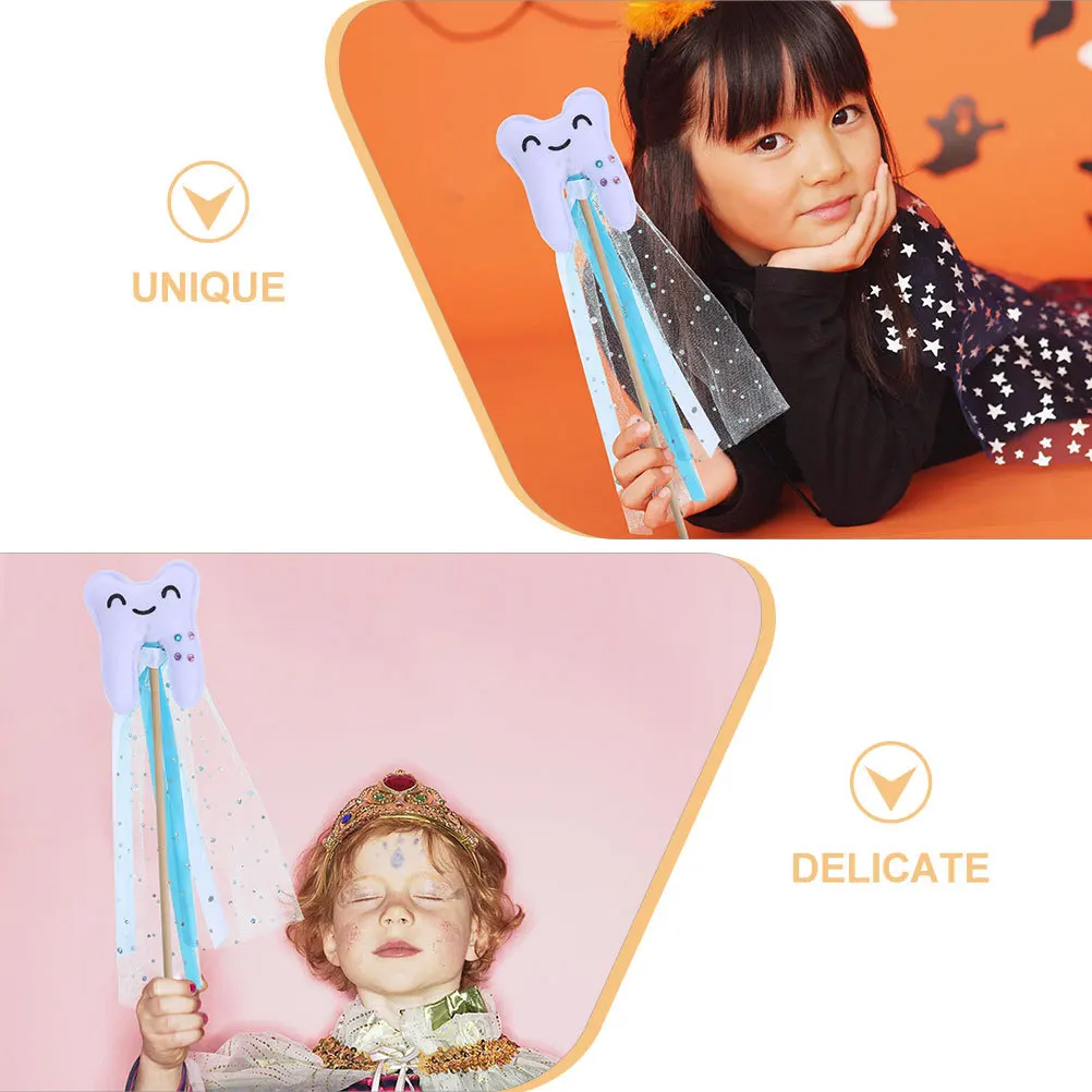 2Pcs Tooth Fairy Wand Unique Tooth Shaped Colorful Party Dress Up Performance Props for Princess Fairy Wands