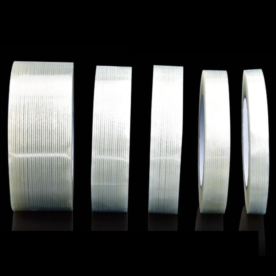2 rolls 25 Meters Long Single Side Stripe Strong Viscosity High Tensile Fiber Adhesive Tape Fixed Refrigerator For Packing