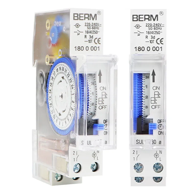 

SUL180A Timer Switch echanical Programmable Din Rail 24 Hours Relay AC 220V 16A Measurement Analysis Instruments SUL180