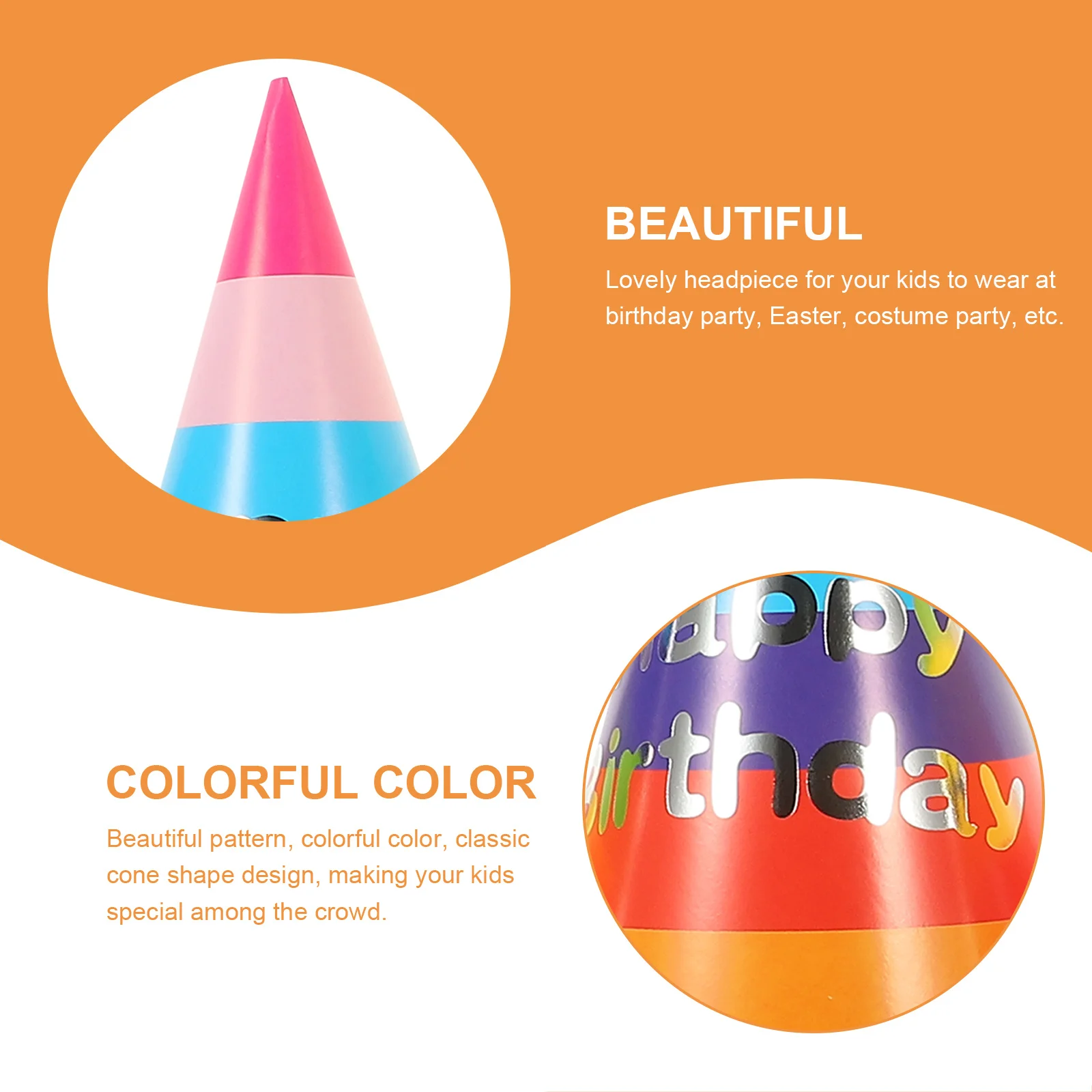 

32Pcs Birthday Hats Party Cone Hats Colorful Birthday Party Caps Photo Props Costume Accessories Hat Ornament