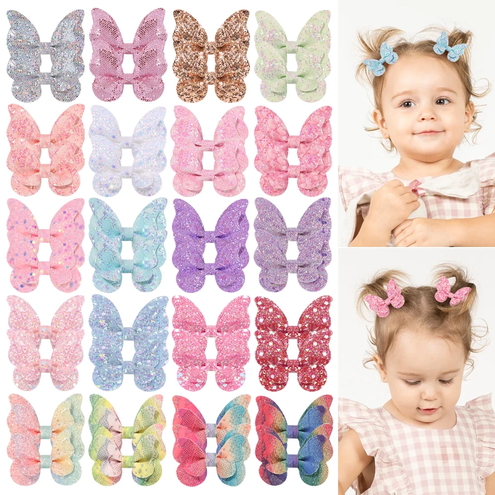 

2PCS/set Girls Sequin Color Matching Butterfly Princess Hairpins Hairgrip Headwear Children Hair Clips Baby Hair Accessories