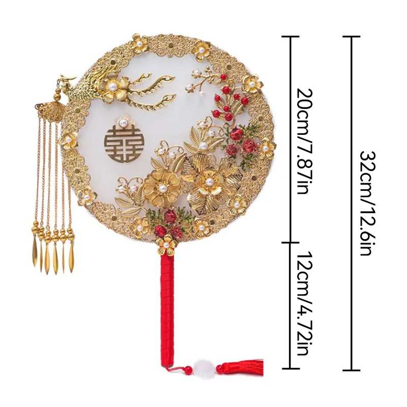 Handmade Wedding Bridal Group Fan Chinese Hand Bouquets Ancient Style Happy Fan Finished Decorative Fan for Wedding Gift