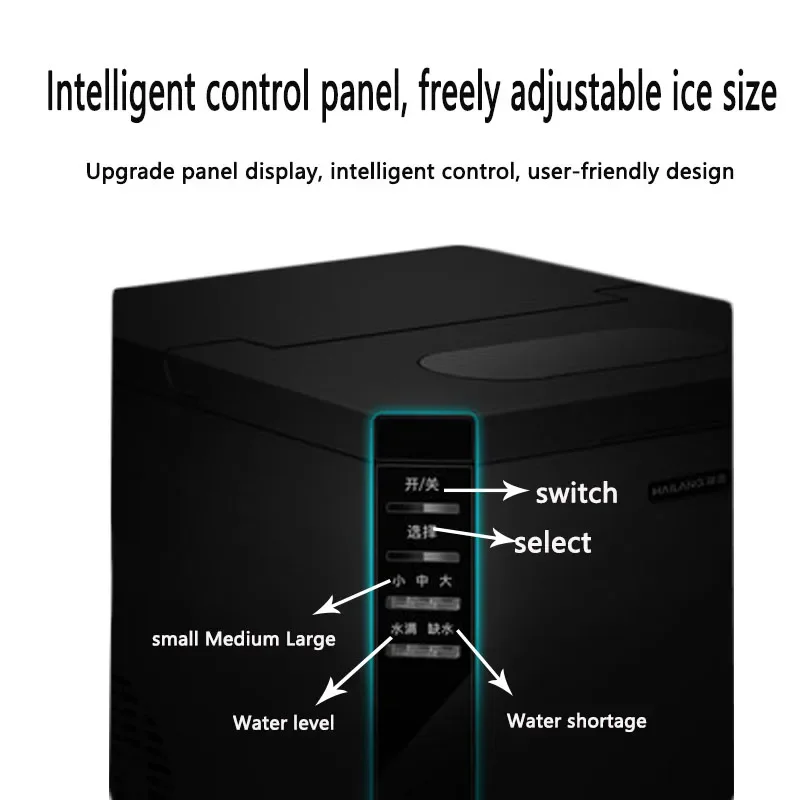 25KG เครื่องทําน้ําแข็งขนาดเล็ก Commercial Tea Shop Bar โต๊ะบาร์ KTV อัตโนมัติในครัวเรือนรอบ ICE CUBE Maker