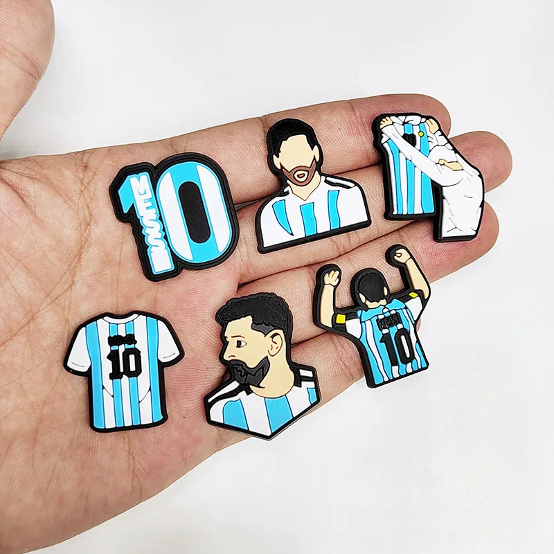 1-16 peças de sapato de desenho animado da série Football Star Mesi, acessórios decorativos encantadores, presentes favoritos das crianças