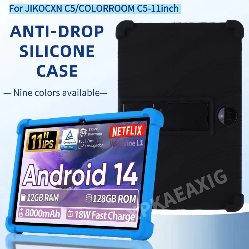 

For JIKOCXN C5 Tablet Android 14 Tablets Case Shockproof Cover COLORROOM C5 Soft Silicon Stand Protective Shell