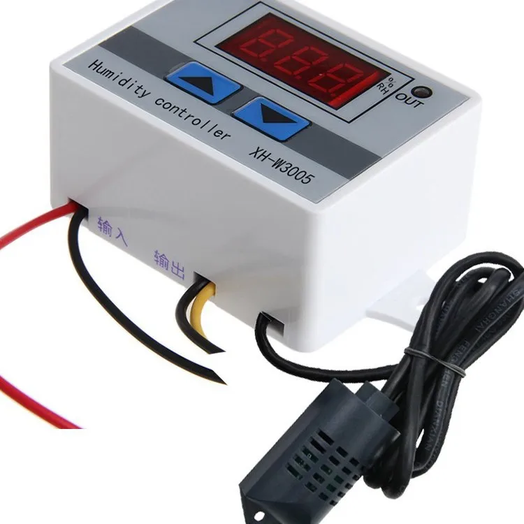 XH-W3005 DC 12V 24V 220V 10A Digital Humidity Controller Hygrometer Control Switch 0~99%RH Hygrostat w/ Humidity Sensor