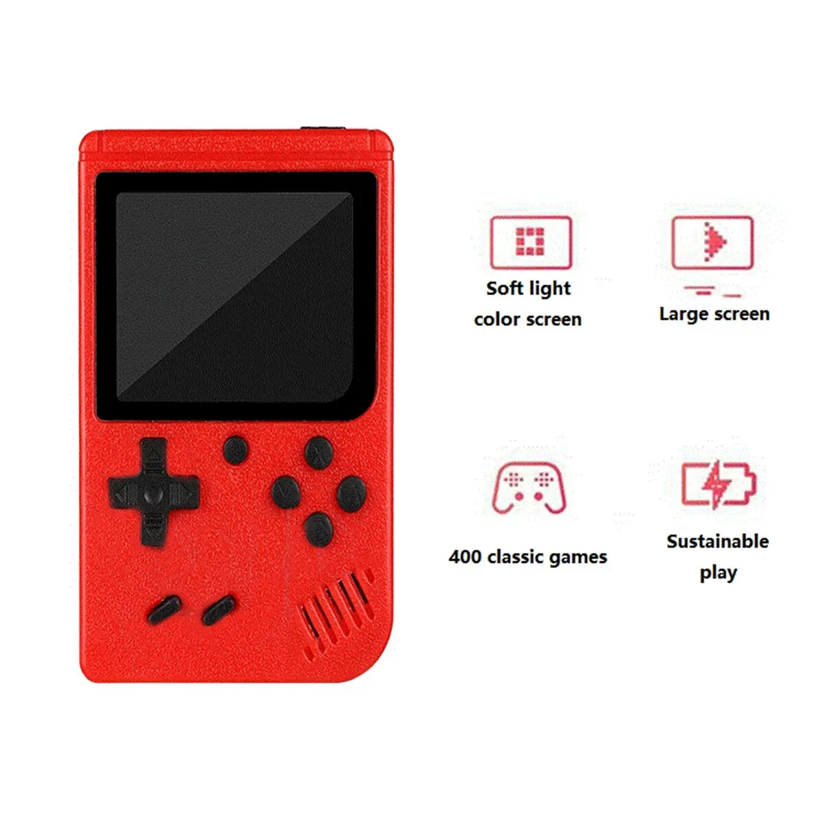 A Red Retro Classic Games Children\'s Handheld Small Game Console With 400 Game Charging Can Be Connected To The TV