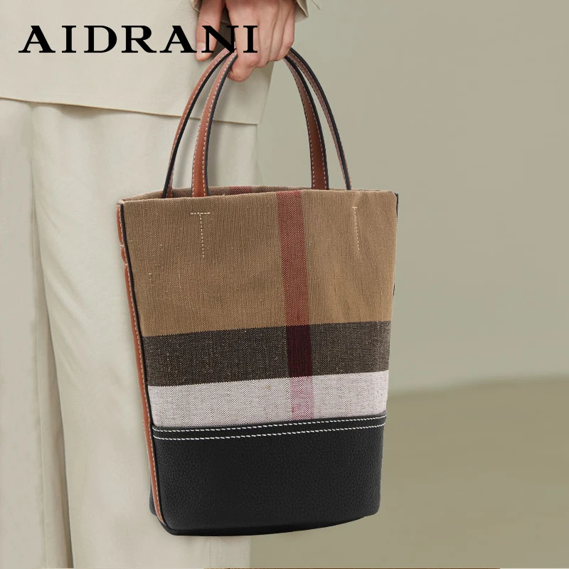 

Женская сумка Aidrani Retro, Maillard haute couture, парусиновый лоскутный дизайн из воловьей кожи, коричневый