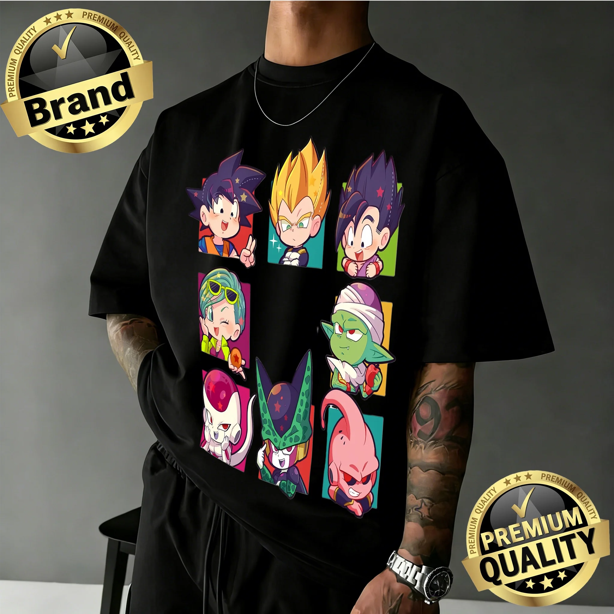 2026 Neuerscheinung Dragon Ball Übergroßes T-Shirt |   All Characters Chibi Retro-Grafikdruck, 100 % Baumwolle, lässiges Y2k-T-Shirt für die Familie