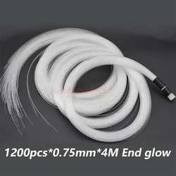 1200pcs *0.75mm*4M End Glow Fiber Optic Cable plastic Optical Fiber  for  for all kind LED Light Engine DIY Starry Sky Ceiling