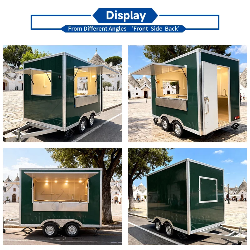 Commercial Prefab Mobile Food Truck Romania Tacos Food Trailer Cart Pizza Hamburger Custom Mobile Food Trailers for Sale