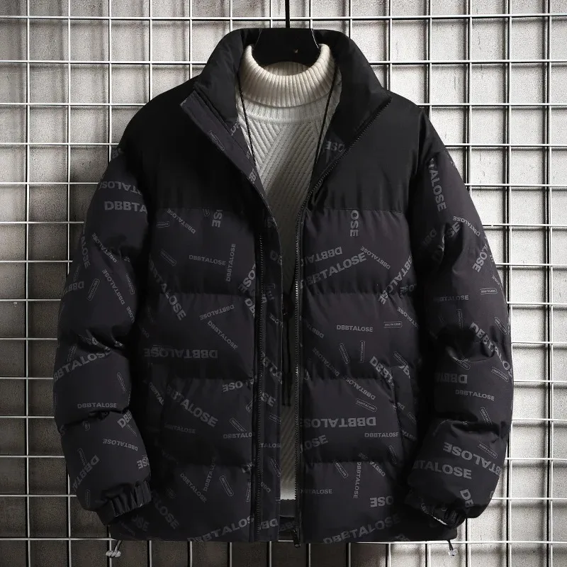 Autumn Winter Men's Turtleneck Alphabet Printed Pockets Zipper Long Sleeve Shirring Cardigan Coats Jackets Office Lady Tops