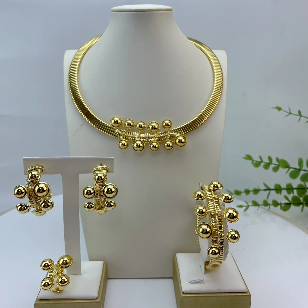 

Simple Brazilian Dubai Jewelry Classic Necklace Fine Jewelry Sets for Women Party FHK29111