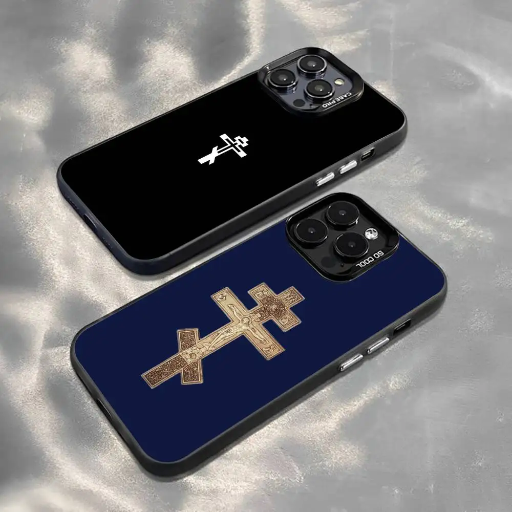 

O-Orthdox C-Cross Icon Phone Case For iPhone 17,16,15,14,13,12,11 Plus,Pro Max,XS,Colored Silver Plated Inside Cover