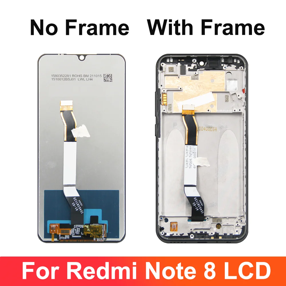 For Xiaomi Redmi Note 8 LCD Display Touch Screen, For Redmi Note8 M1908C3JH, LCD Display Replace, with Frame