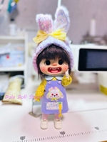 Dula Doll Clothes Dress Dot body bunny hat embroidered strap skirt doll suit for diandian doll small 6 body doll