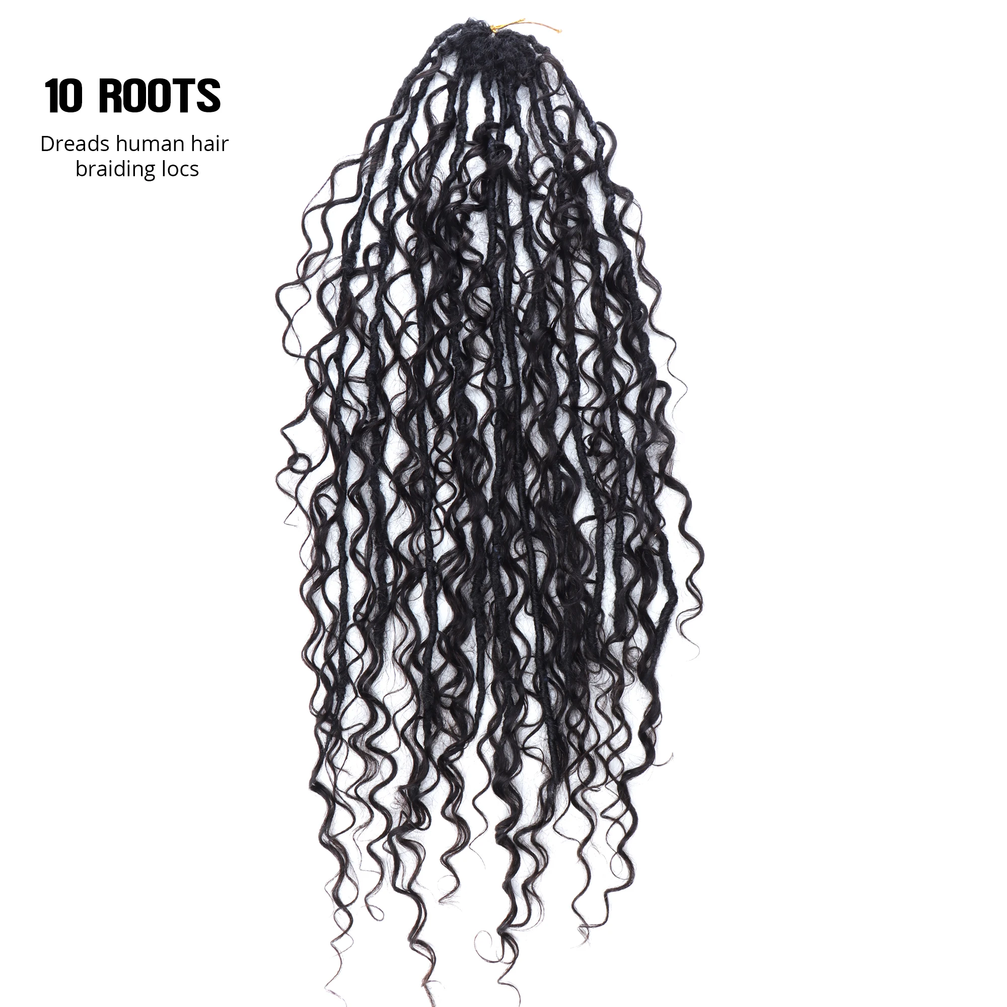 Locs extensiones de cabello humano con rastas sintéticas, trenzas Queen Locs, rizos Bohemain, ondulados y rizados, trenza de verano