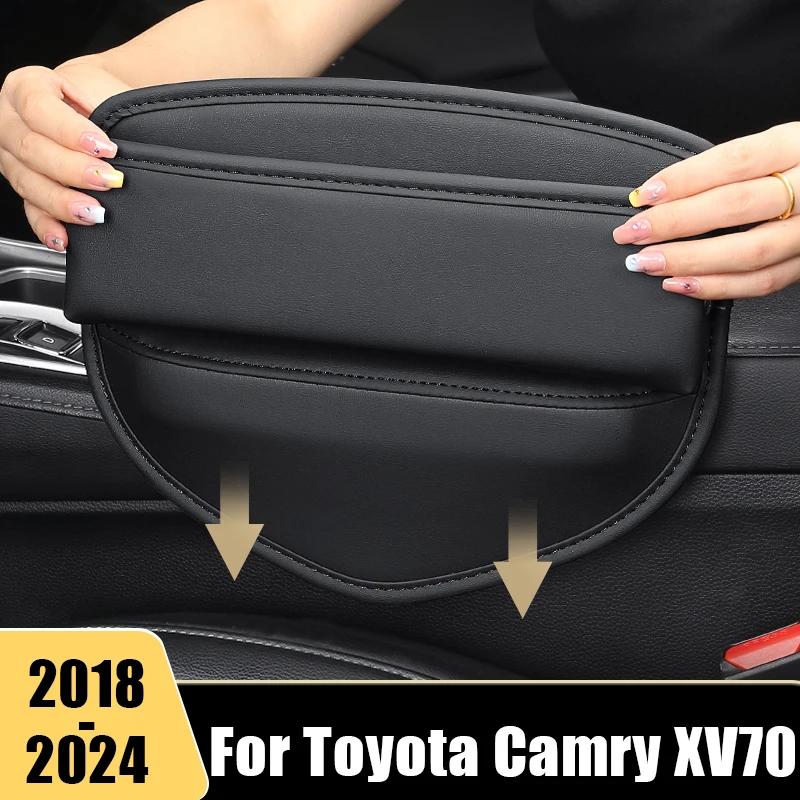 

For Toyota Camry 70 XV70 2018 2019 2020 2021 2022 2023 2024 PU Leather Universal Car Seat Crevice Storage Box Organizer Pocket