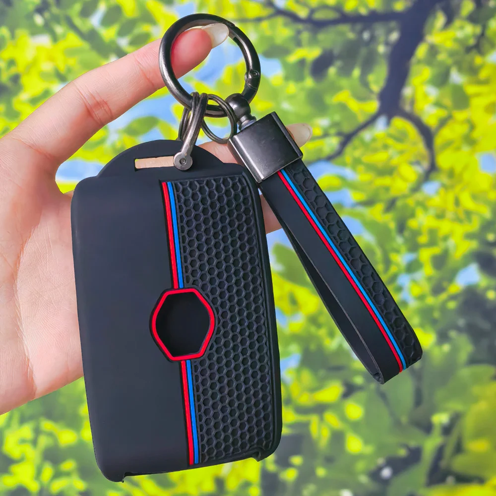 Buffer‑Safe Silicone Key Cover With Keychain For Renault Koleos Kadjar Captur Megane Talisman Arkana Dacia Sandero Key Shell