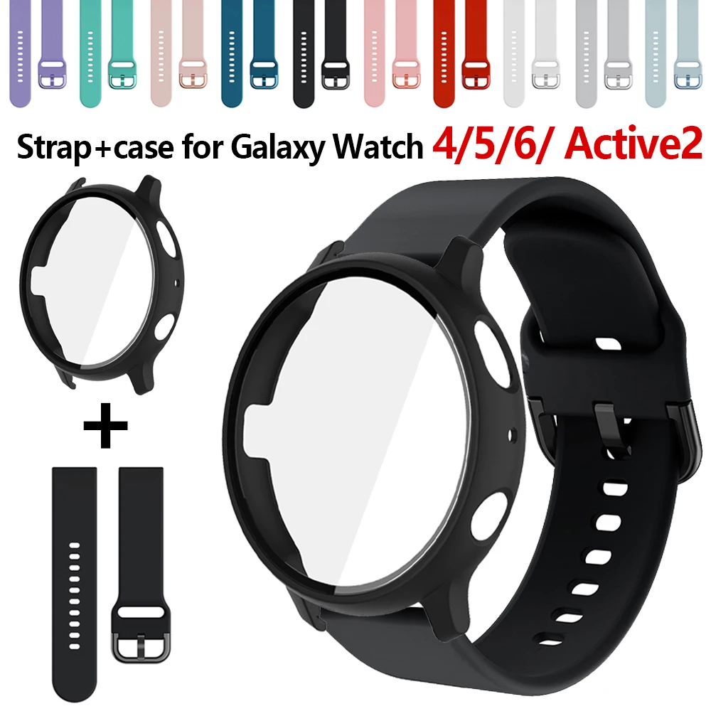 20mm Strap+Case for Samsung Galaxy Watch Active 2 Bracelet Band Coverage Bumper forGalaxy Watch 4/5/6 40mm 44mm Protective Cover