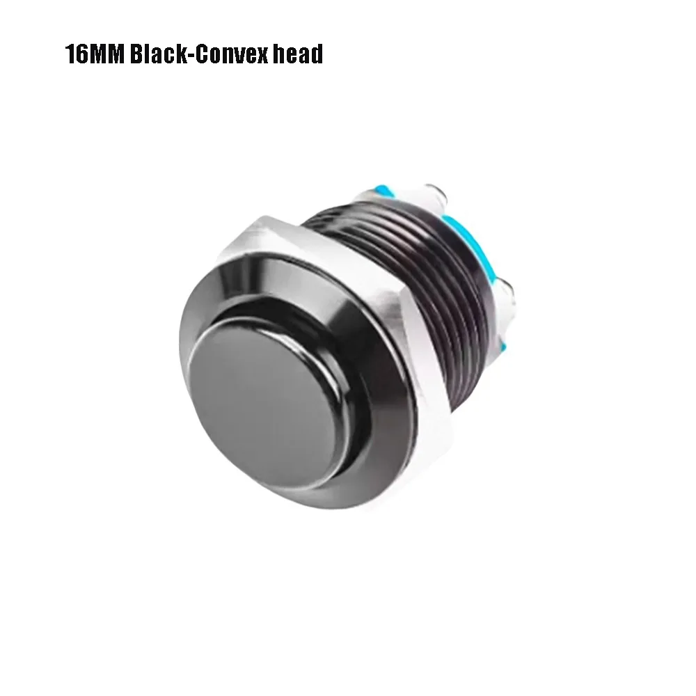 16MM Reset Push Button Switch Flat Top High Round Head Metal Switch Instant Reset Screw Pin Self-Resetting Switch