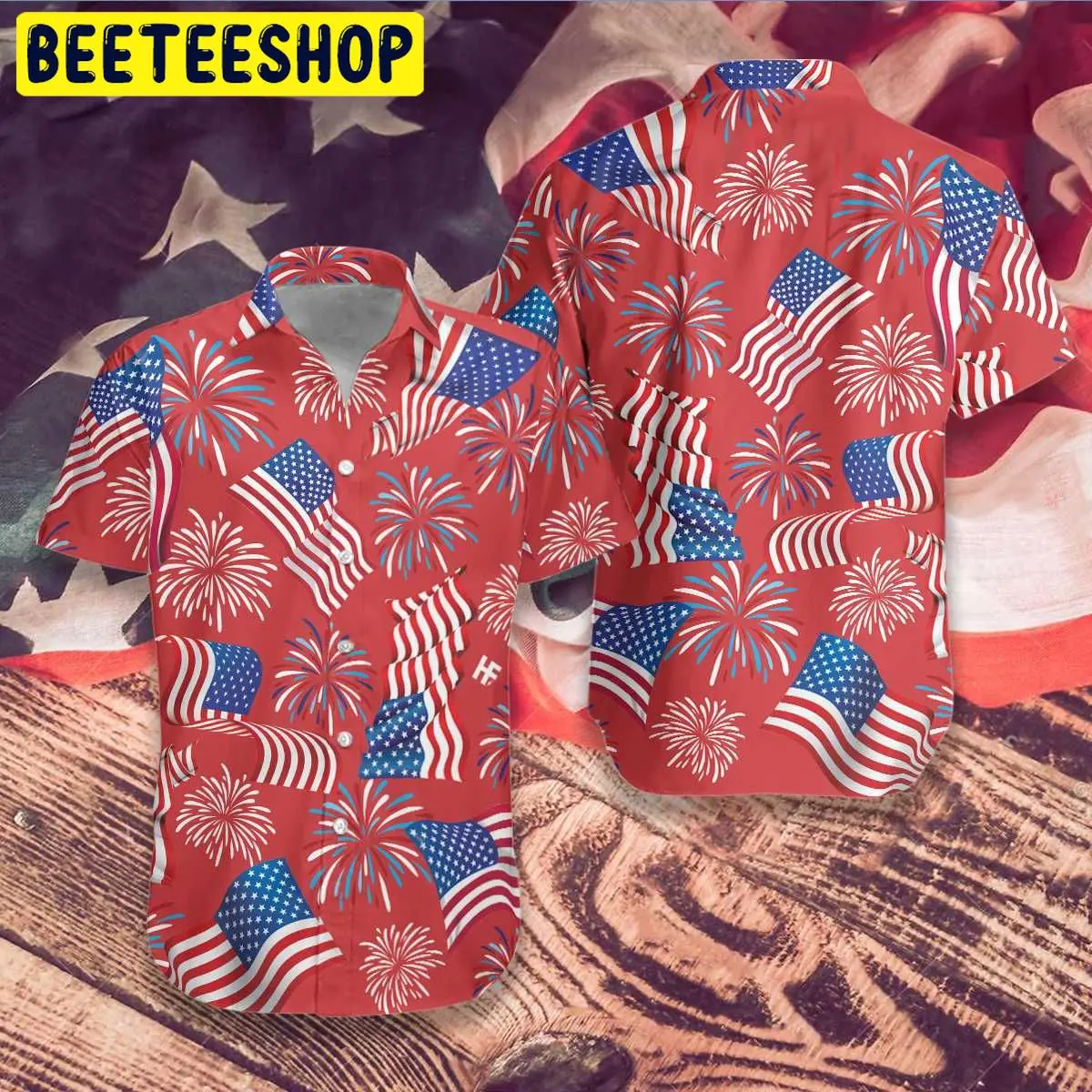 

2024 summer tiki explosion 3d printed shirt short sleeve patriotic trend Hawaiian shirt men's shirt men's shirt men's shirt