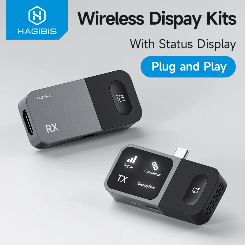 Hagibis Wireless HDMI Transmitter and Receiver Kit USB C Video Extender Display Mirroring Dongle for TV Monitor Projector Laptop