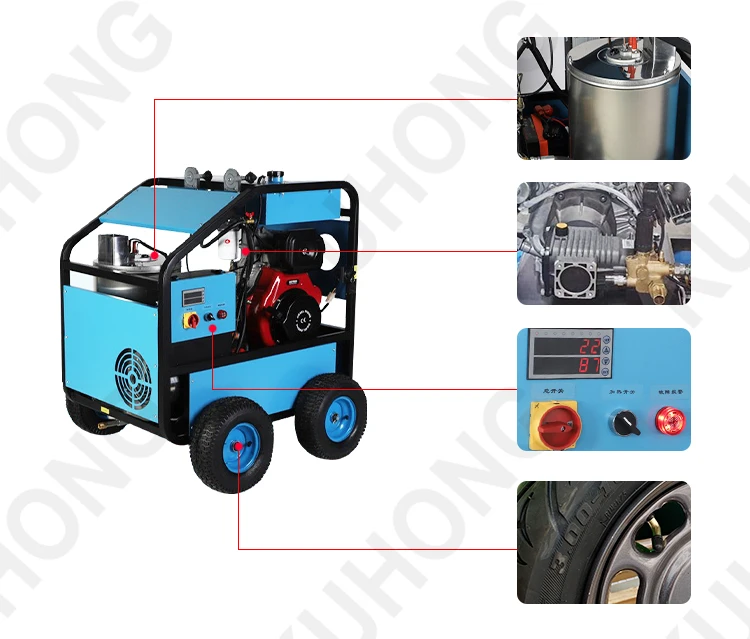 Kuhong factory 15hp  hot pressure washer machine 5000psi  oil hot sale hot water pressure washer in van