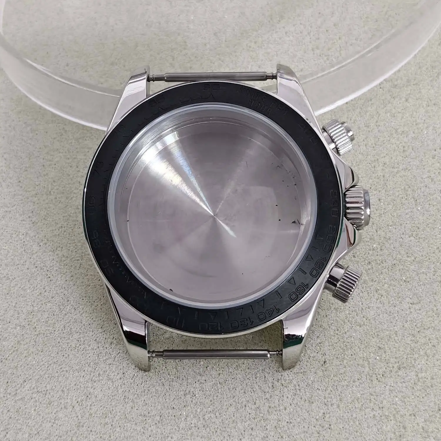Watch accessories 39mm stainless steel case with ceramic ring case adapted to VK63 trinocular quartz movement