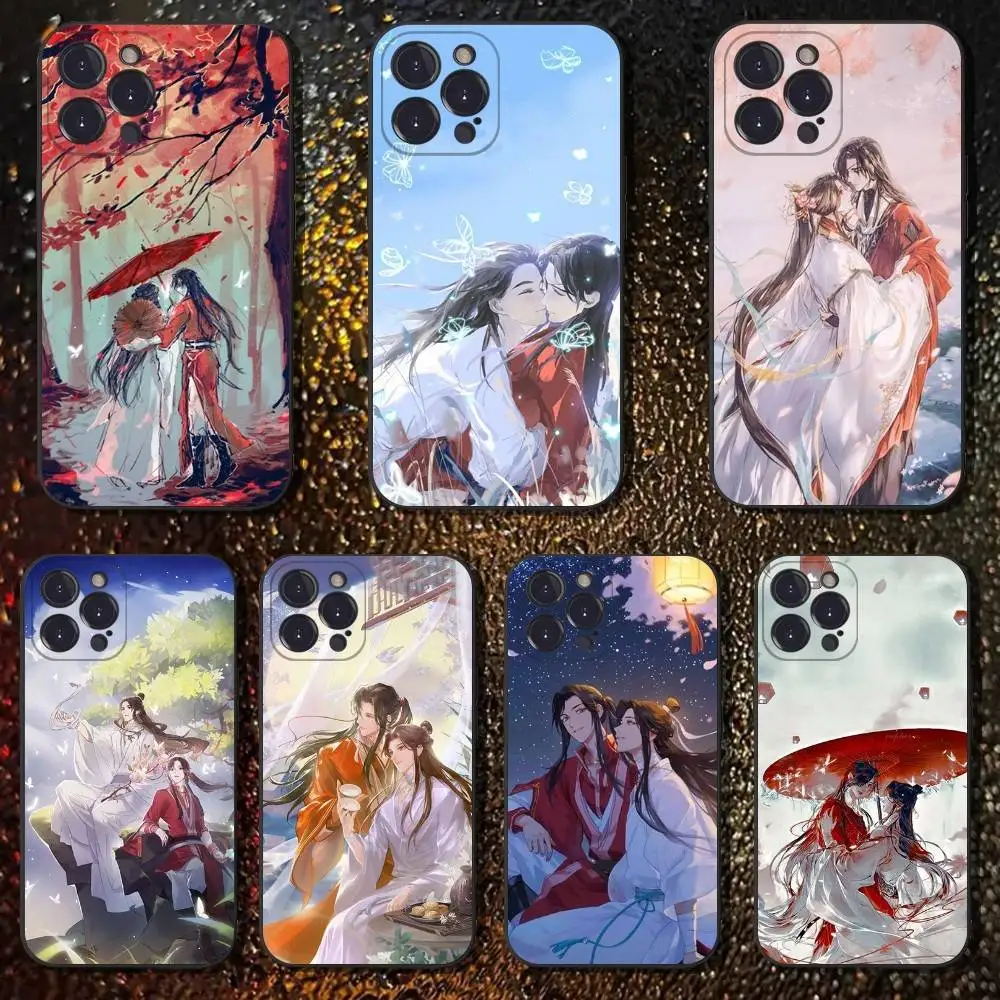 

Heaven Officials Blessing Gift Phone Case For iPhone 16,15,14,13,12,11 Plus,Pro Max,XS,X,XR,SE,Mini,8,Soft Silicone Black Cover