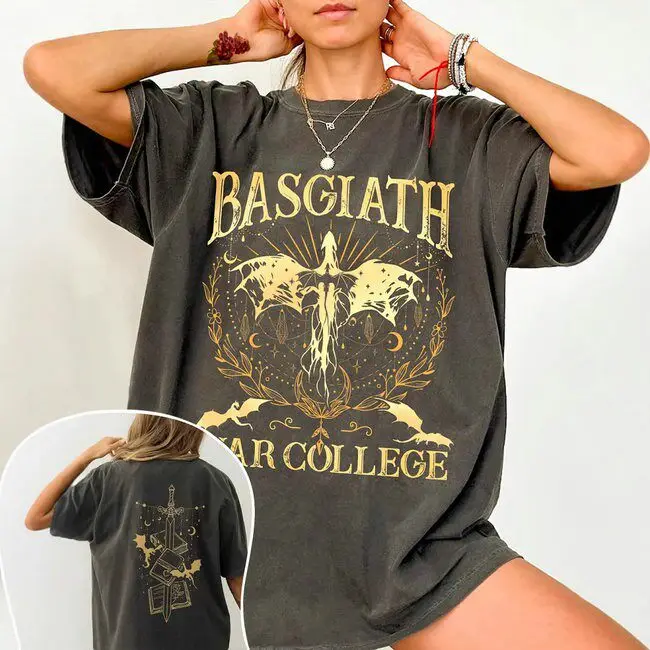 Basgiath War College T Shirts Fourth Wing Dragon Rider Graphic Cotton T-shirt High-end Luxury Unisex Style Both of Men and Women