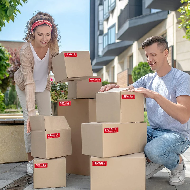250 adesivi fragili gestiscono con cura non piegare Grazie Etichette di avvertimento fragili Imballaggio adesivo Etichette per scatole di spedizione Segno