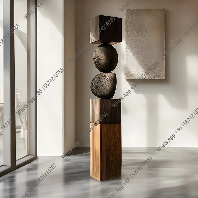 Q- Designer wood carving floor ornaments, hotel entrance staircase, decorative art model room sculpture installation