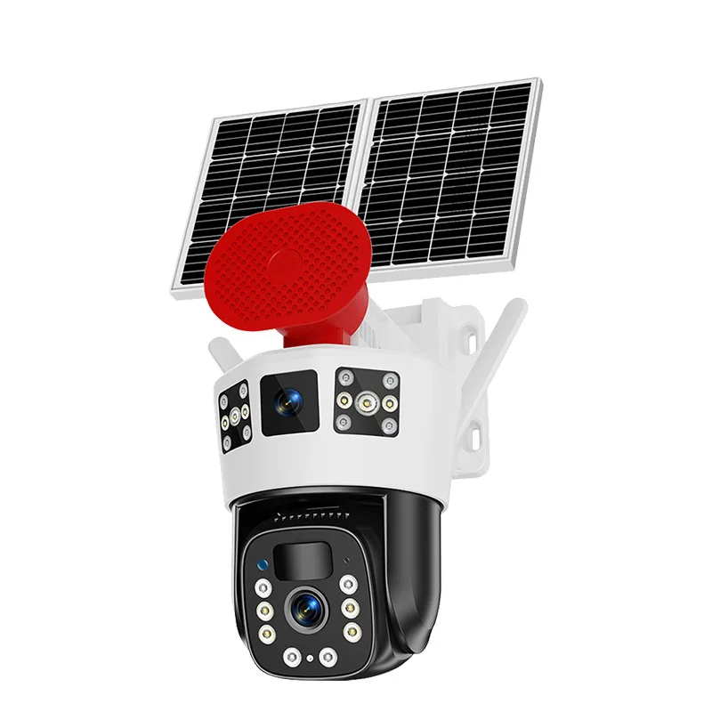 

Three-screen solar surveillance camera home 360-degree night vision high definition outdoor no electricity no grid wild orchard