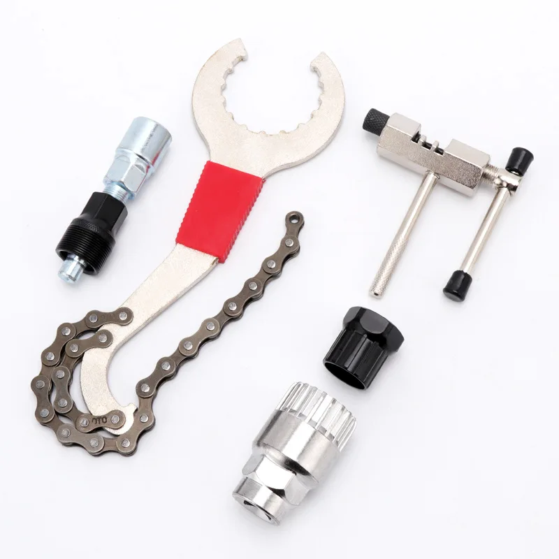 9pcs Bicycle Repair Tool Kit Cassette Remover Wrench Chain Breaker Crank Puller Extractor Spoke Bottom Bracket Freewheel Tool