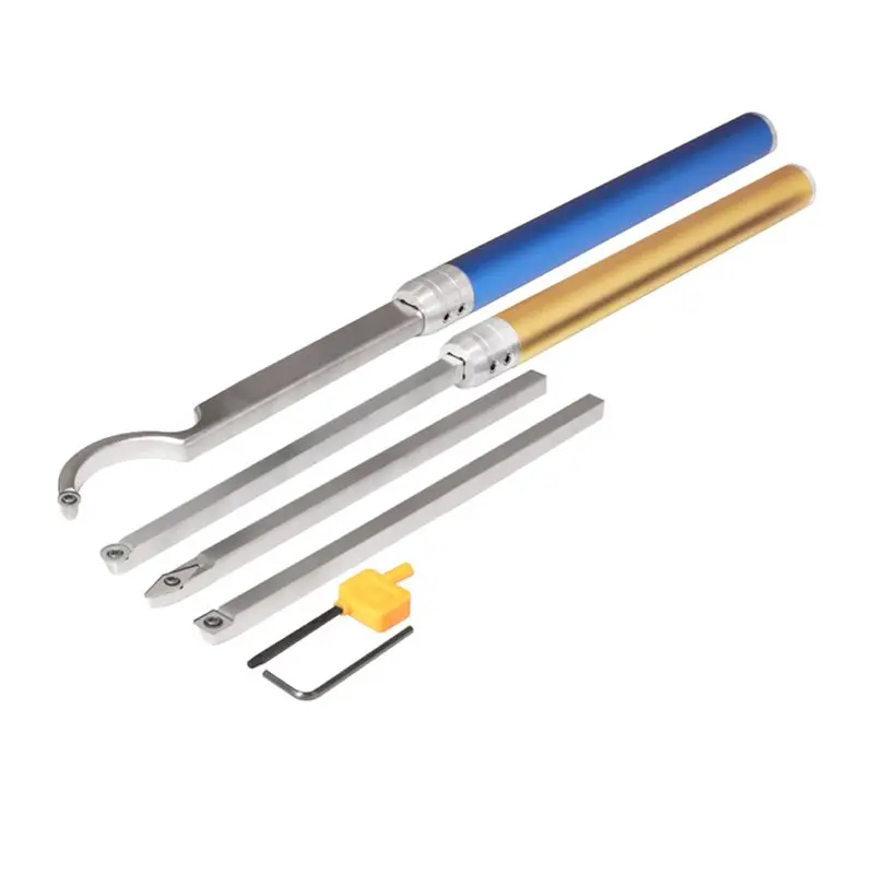 LLCS-6-In-1 Woodturning Tool Set With Carbide Inserts And Swan Neck Aluminum Handle For Woodworking Lathe