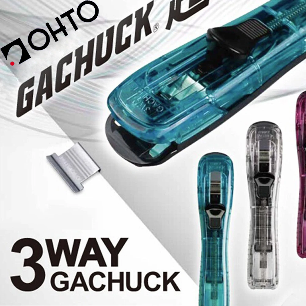 Japan OHTO 3WAY Stapleless Stapler Pushing Clip Stainless Steel Seamless Staple Clip Bill Clip Bookbinding Desk Assessories