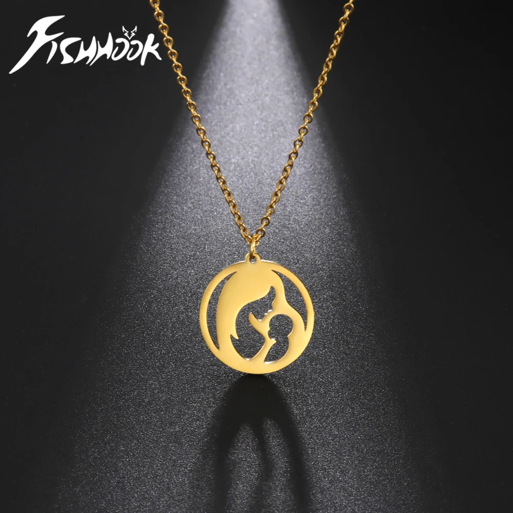 Fishhook Baby Mother Day Kid Child Necklace Mom Family Gift For Woman Men Wife Stainless Steel Pendant Chain Jewelry Accessories