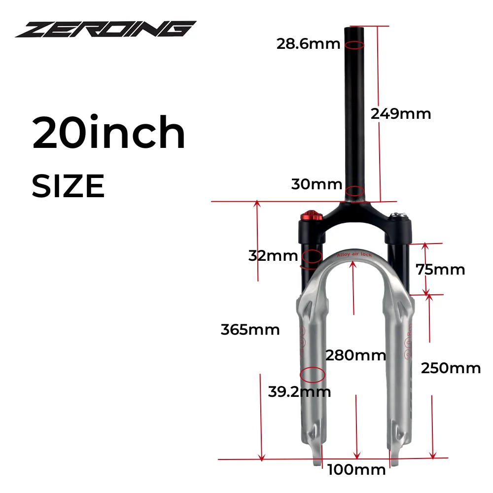 

KUBE MTB Bicycle Fork Supension Air 20er Inch Mountain Bike Shock Absorber Fork Locking Folding Bike BMX Small Wheel Diameter