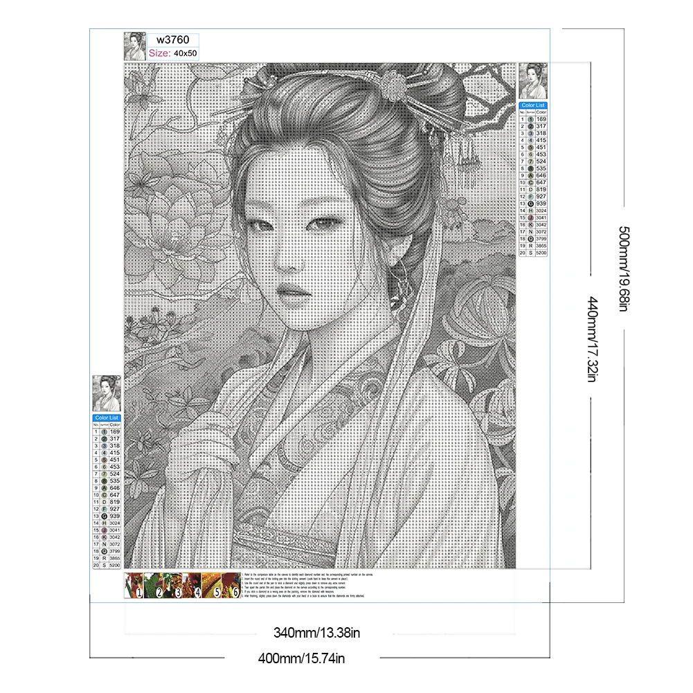 Beauté 5D bricolage perceuse complète Kit de peinture diamant rond pour la décoration murale de la maison 40x50 cm