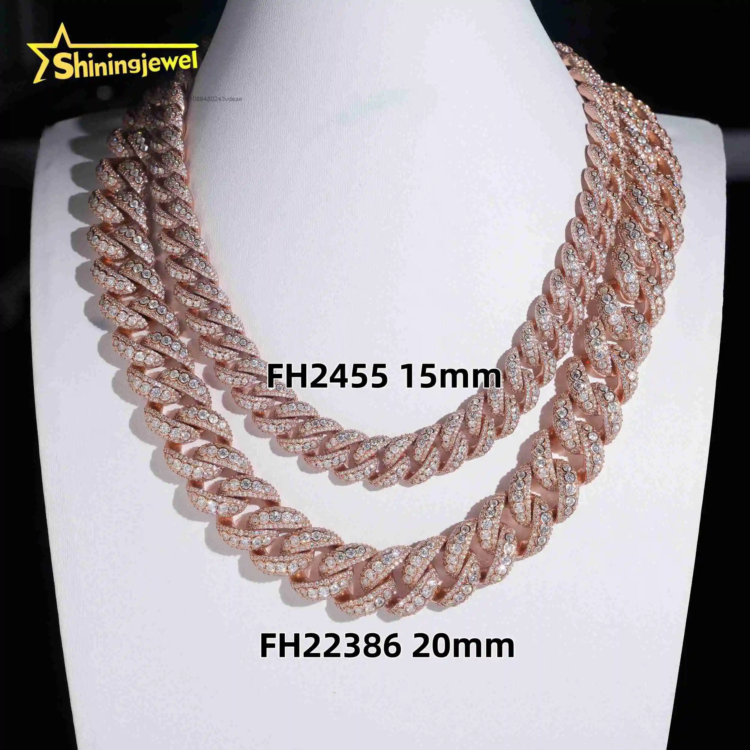 20mm 15mm Big Chain Solid 925 Sterling Silver Hip Hop Jewelry Men Necklace Iced Out Moissanite Diamond Cuban Link Chain.