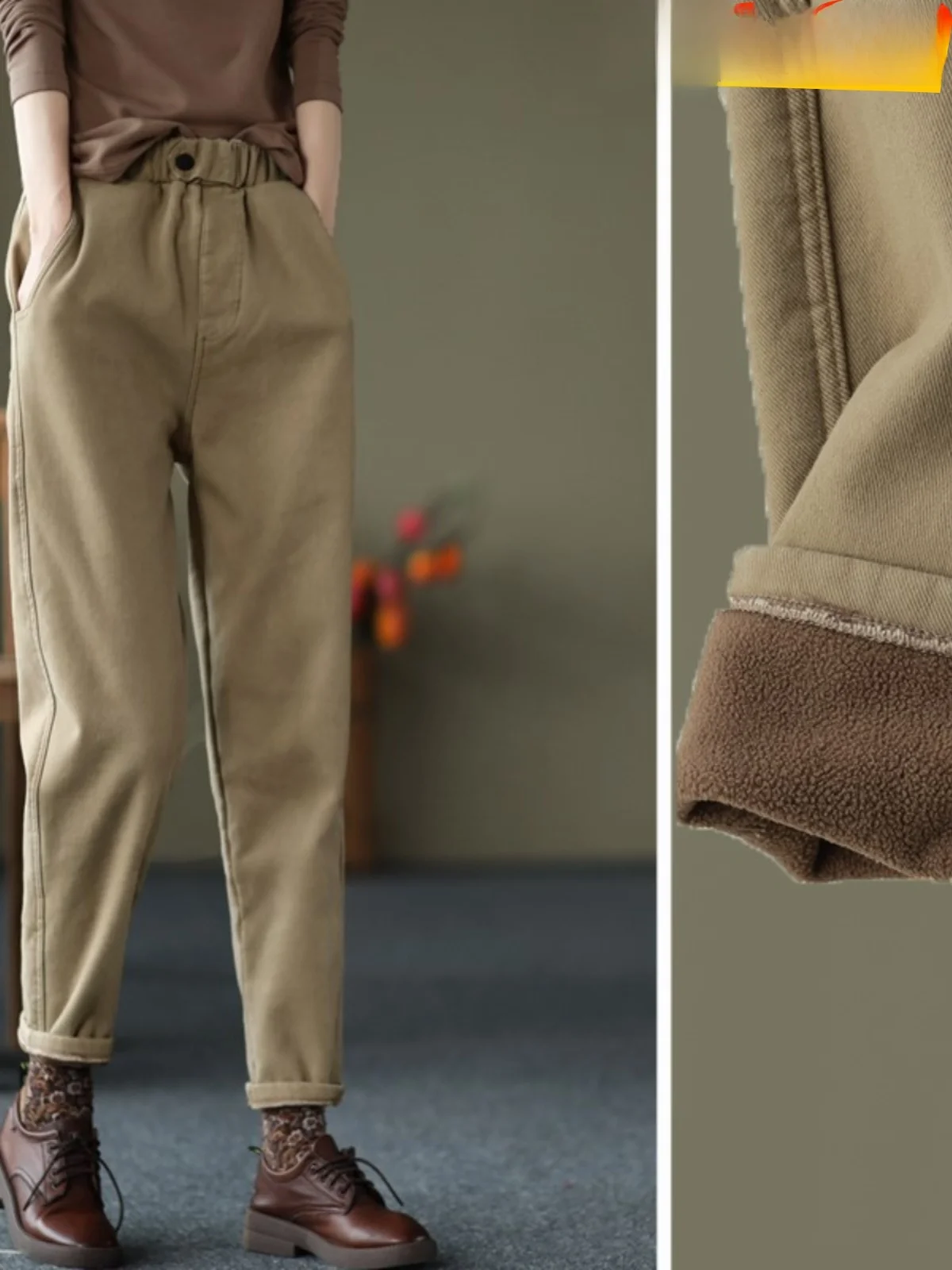 

Женские повседневные брюки Thiened Fce, весенне-осенние хлопковые льняные брюки, свободные длинные брюки с высокой талией