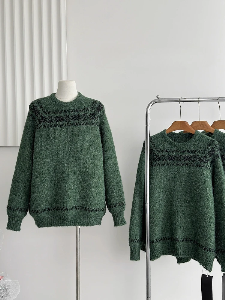 Feminino americano vintage pulôver camisola outono inverno design de moda solto fino malhas topos feminino casual quente novo