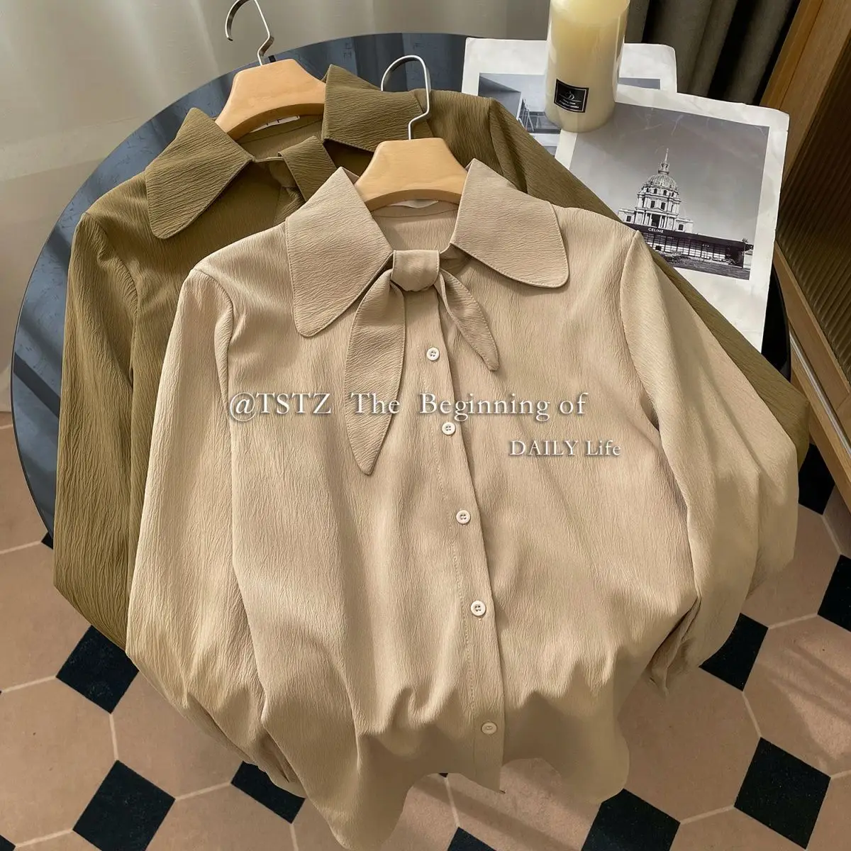 Spring and Autumn Retro French Niche Gentle Temperament Lantern Sleeve Long Sleeve Fashionable Temperament Shirt Versatile Shirt